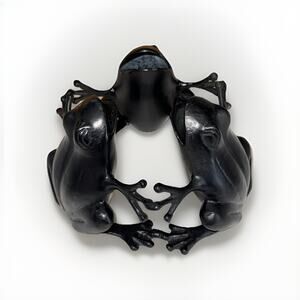 Cast Iron Dancing Frogs In Circle Table Decor Figurine Collectible 6x4 Vintage